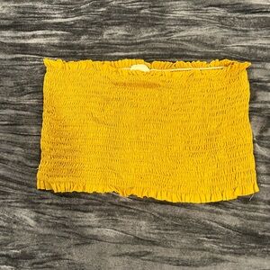 Yellow Smocked Tube Top by love vintage size S